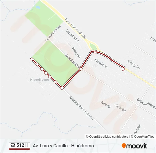 512 H Bus Line Map