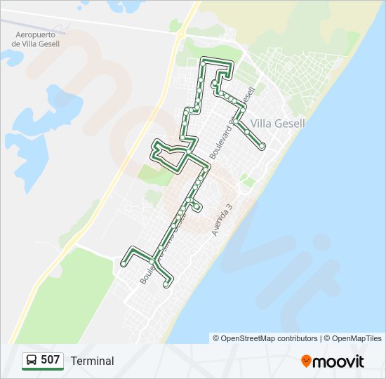 Mapa de 507 de autobús