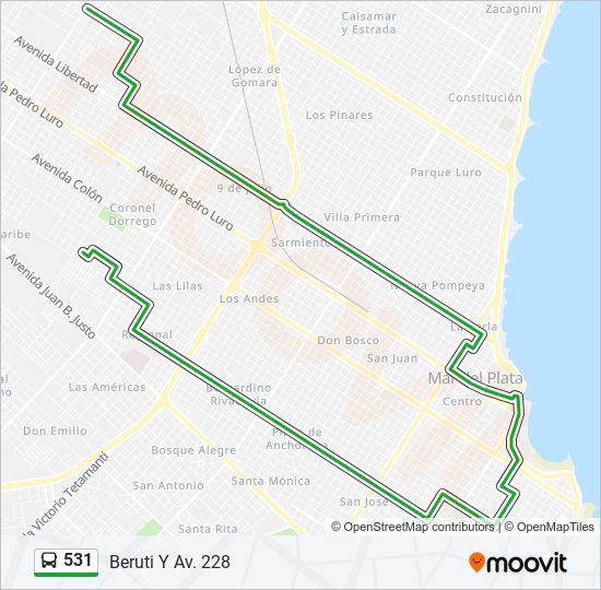 Mapa de 531 de autobús