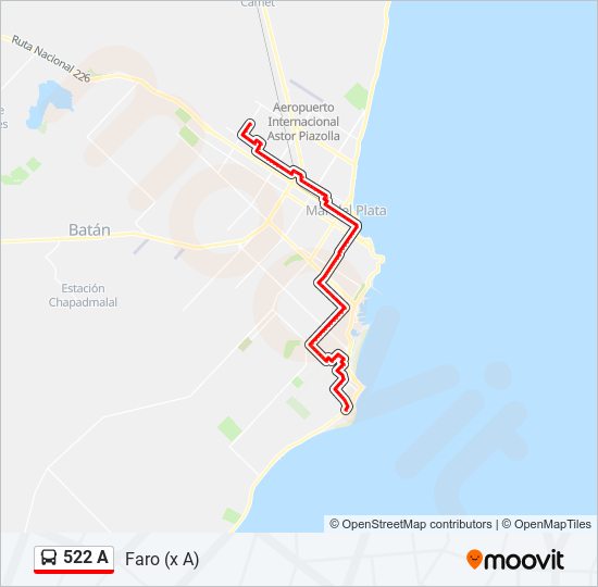 Mapa de 522 A de autobús