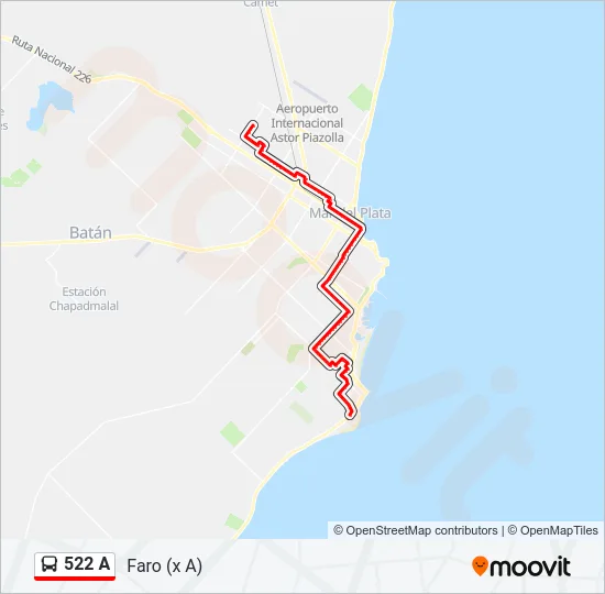 522 A Bus Line Map