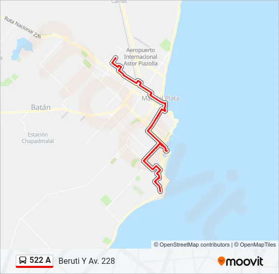 522 A Bus Line Map