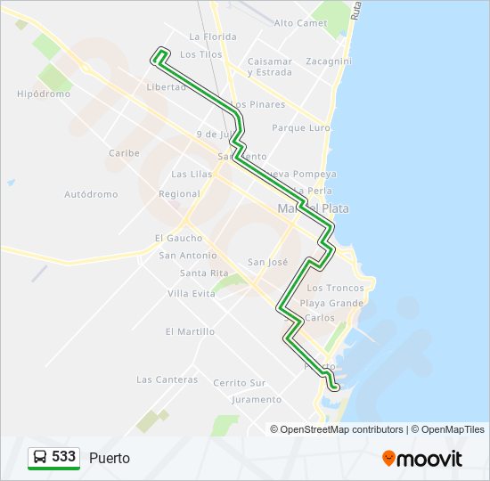 Mapa de 533 de autobús