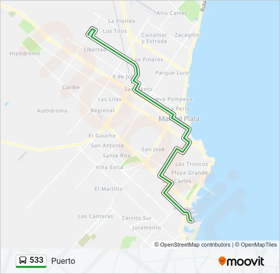 533 Bus Line Map