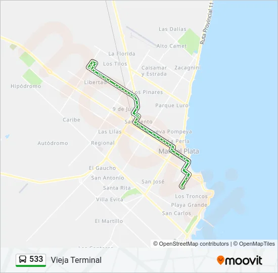 533 Bus Line Map