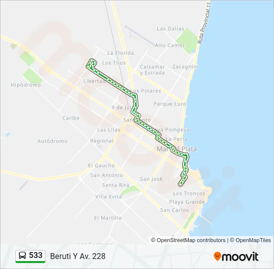 533 Bus Line Map