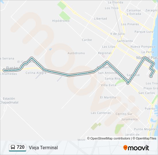 Mapa de 720 de autobús