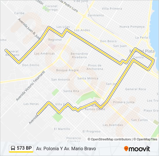 Mapa de 573 BP de autobús
