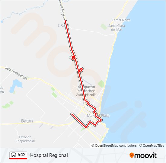 Mapa de 542 de autobús