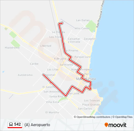 542 Bus Line Map