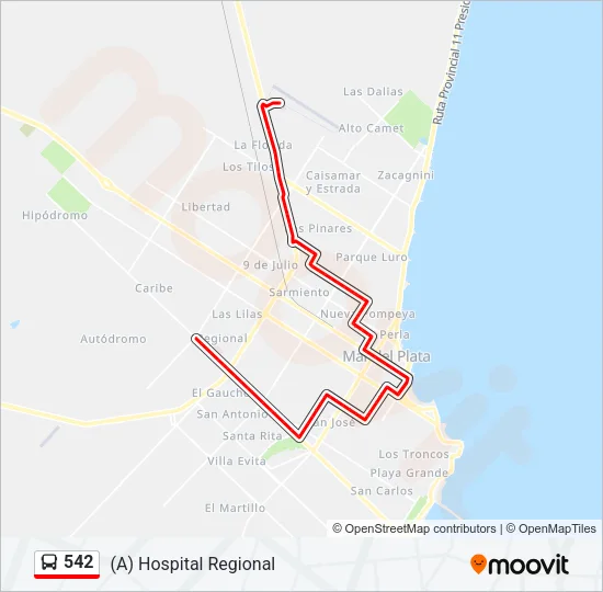 542 Bus Line Map