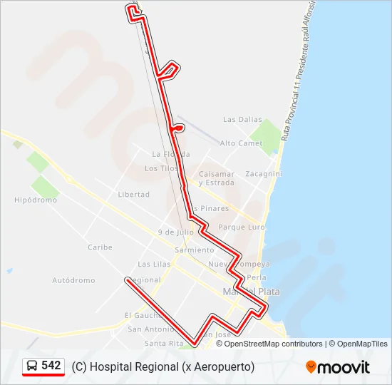 542 Bus Line Map