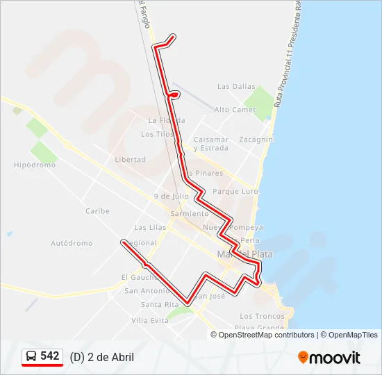 542 Bus Line Map