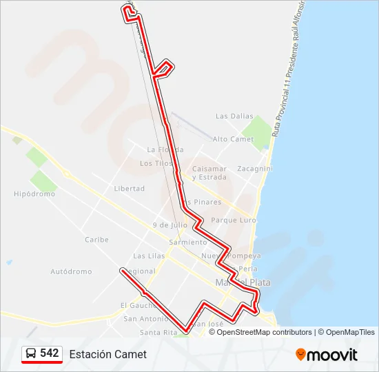 542 Bus Line Map