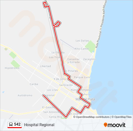Ruta 542 horarios, paradas y mapas Hospital Regional (Actualizado)