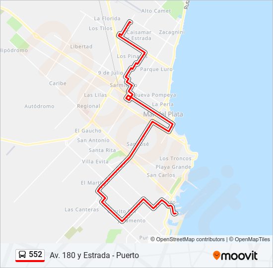 Mapa de 552 de autobús