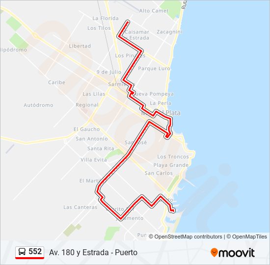 Mapa de 552 de autobús