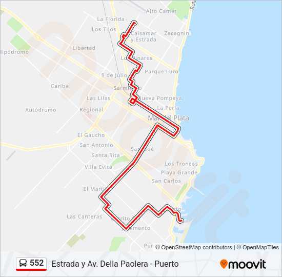 Mapa de 552 de autobús