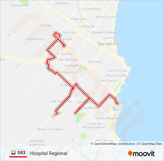 593 Bus Line Map