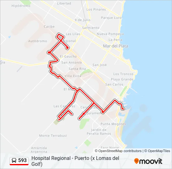 593 Bus Line Map