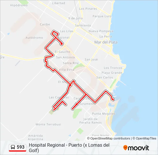 593 Bus Line Map