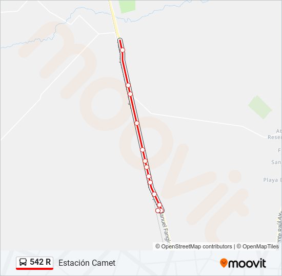 Mapa de 542 R de autobús