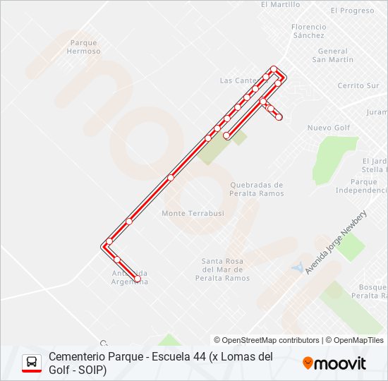 Mapa de 555 ESC. de autobús