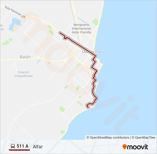 Mapa de 511 A de autobús