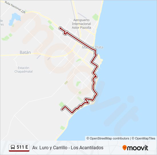 Mapa de 511 E de autobús