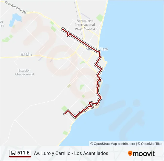 511 E Bus Line Map