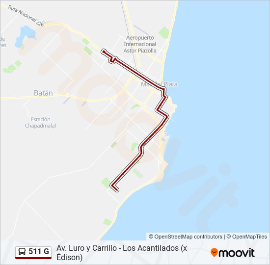 Mapa de 511 G de autobús