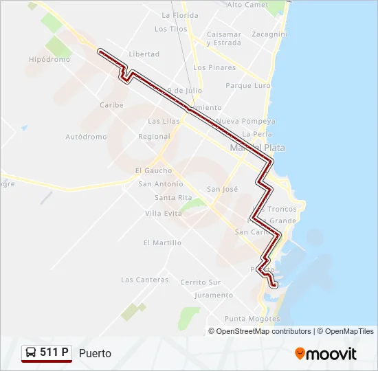 511 P Bus Line Map