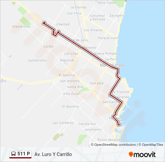 511 P Bus Line Map