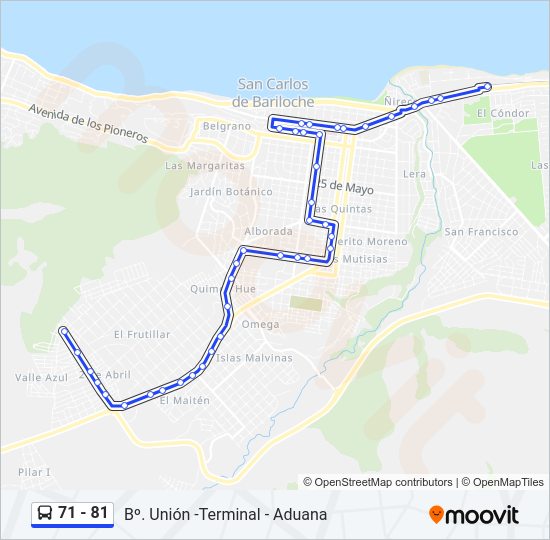 Mapa de 71 - 81 de autobús