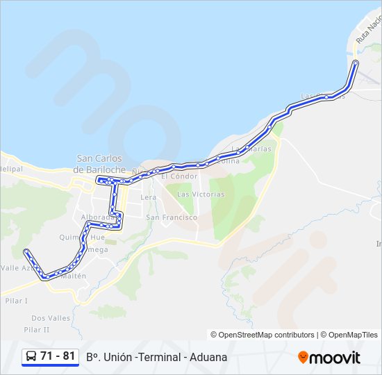 Mapa de 71 - 81 de autobús