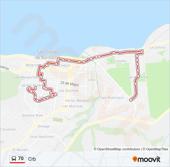 Mapa de 70 de autobús