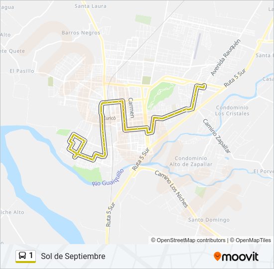 Mapa de 1 de autobús