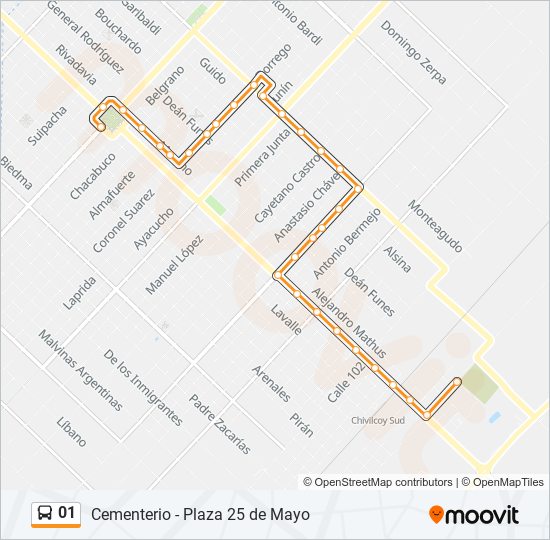 Mapa de 01 de autobús
