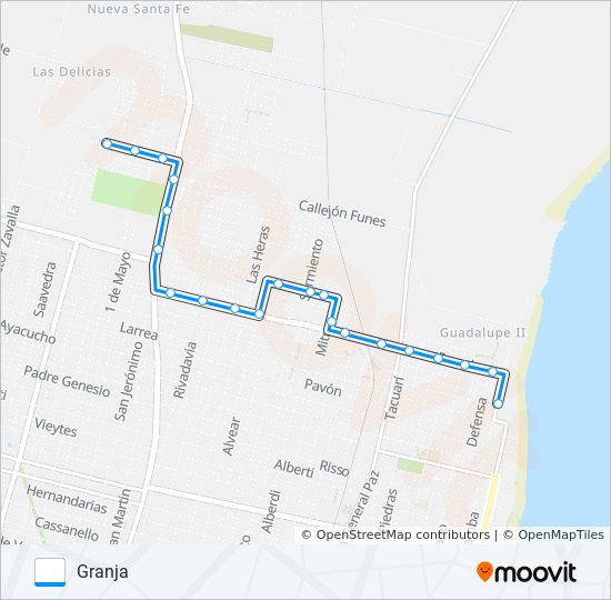 Mapa de RONDA B de autobús