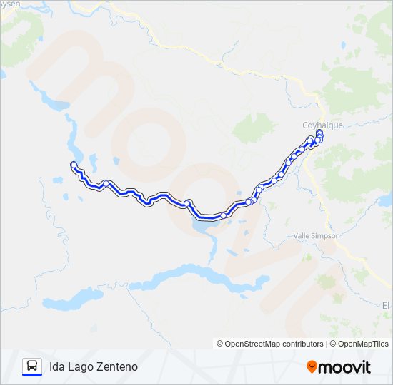 COYHAIQUE - LAGO ZENTENO bus Line Map