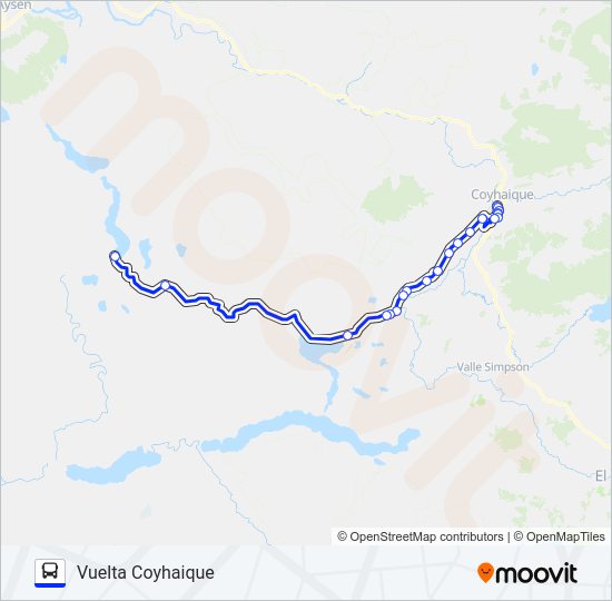 Mapa de COYHAIQUE - LAGO ZENTENO de autobús