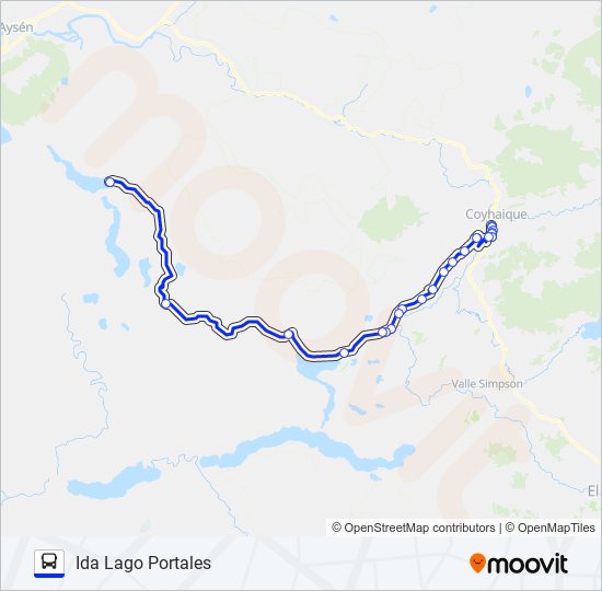 Mapa de COYHAIQUE / LAGO PORTALES de autobús