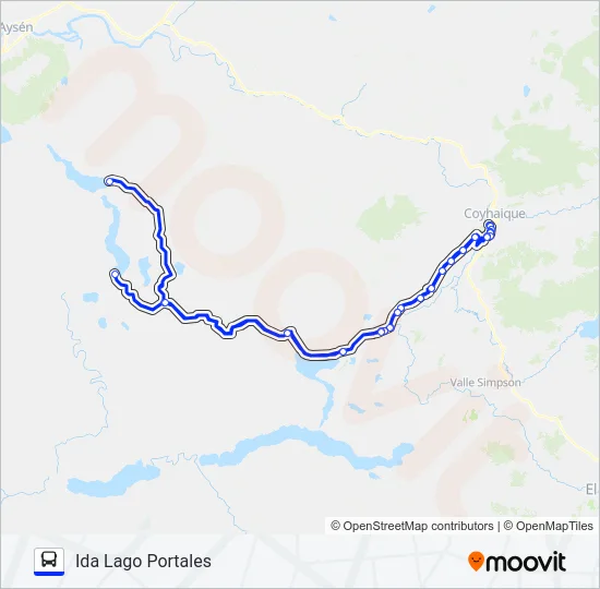 COYHAIQUE - LAGO ZENTENO - LAGO PORTALES Bus Line Map