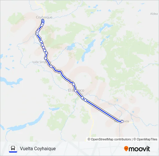 COYHAIQUE - BALMACEDA Bus Line Map