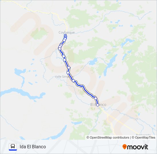 Mapa de COYHAIQUE / EL BLANCO de autobús