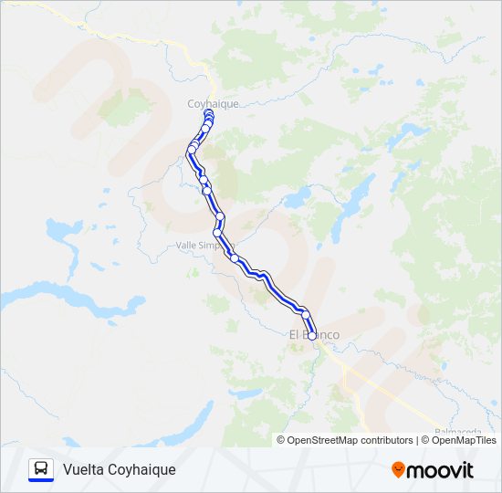 Mapa de COYHAIQUE / EL BLANCO de autobús