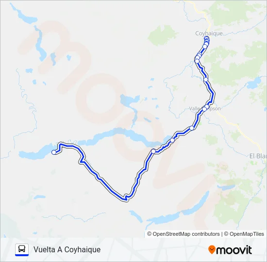 COYHAIQUE / LAGO CARO Bus Line Map