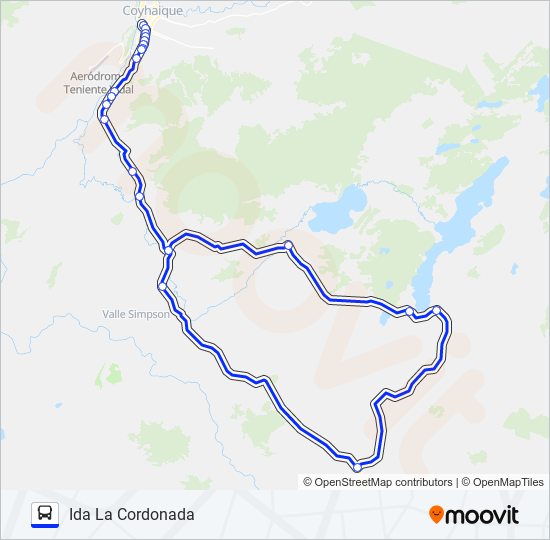 COYHAIQUE - LA CORDONADA bus Line Map