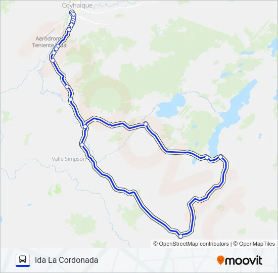 COYHAIQUE - LA CORDONADA Bus Line Map
