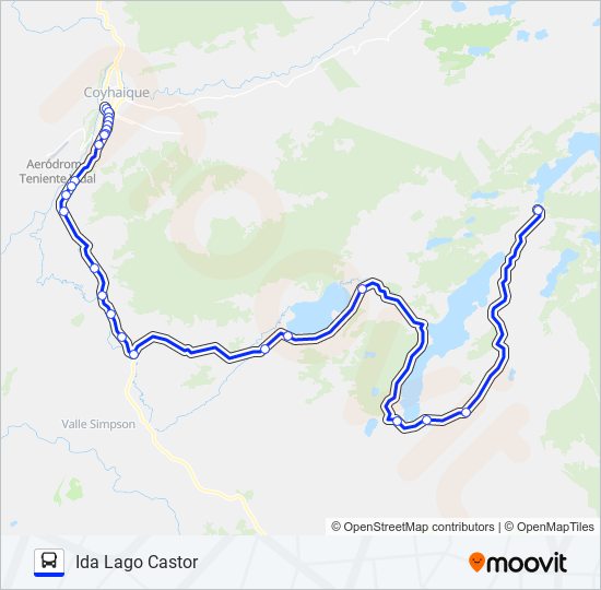 COYHAIQUE - LAGO CASTOR / HACIA COY POR LAGO FRÍO bus Line Map